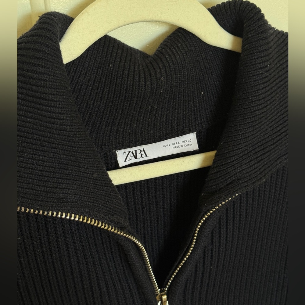 ZARA Navy Blue Knit Cardigan size L - Picture 4 of 6